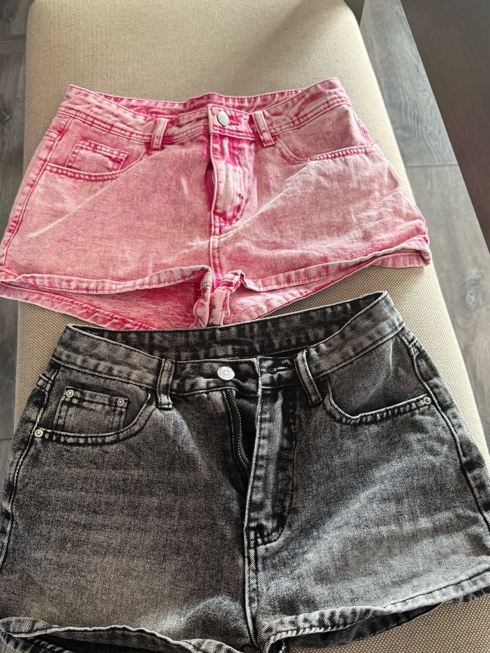 Shein Pink Denim Shorts & Black Denim Shorts- Classic High-Waist